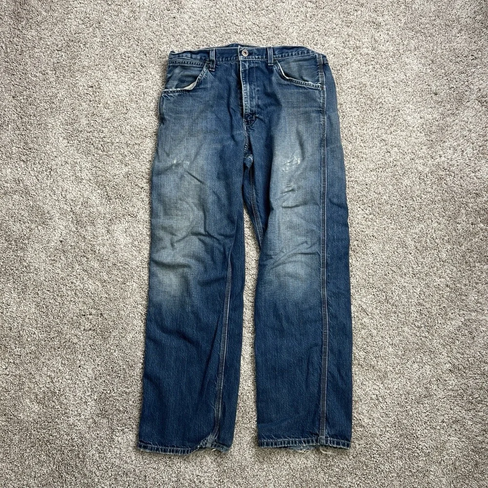 VTG Old Navy Worker's Carpenter Baggy Relaxed Straight Jeans Mens 36x32 Blue Y2K